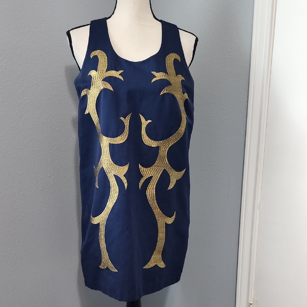 Twelve by Twelve Navy and Gold Embroirded Dress